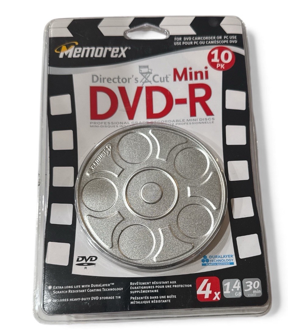 Memorex Directors Cut DVD+R 4x 1.4GB 30min Video 10 Pack in a tin Brand New