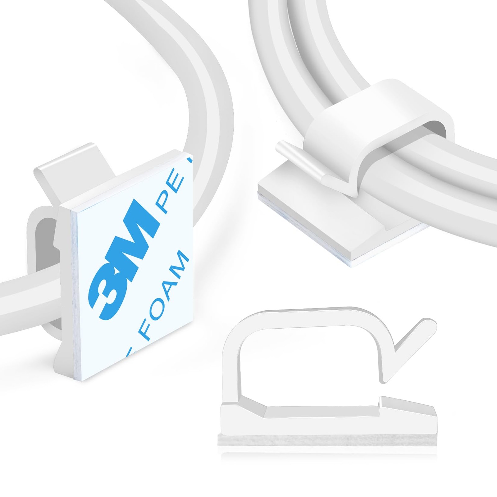 120PCS White Self-Adhesive Cable Clips Efficient Wire Management