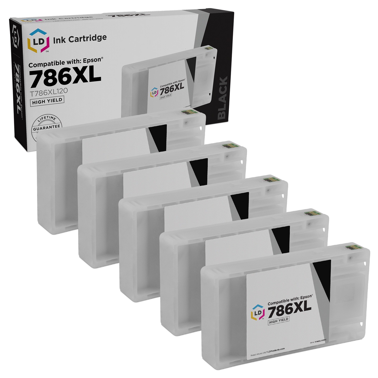 LD 5pk Replacement Black Ink Cartridge for Epson 786XL T786XL120 WF-5110 WF-5190