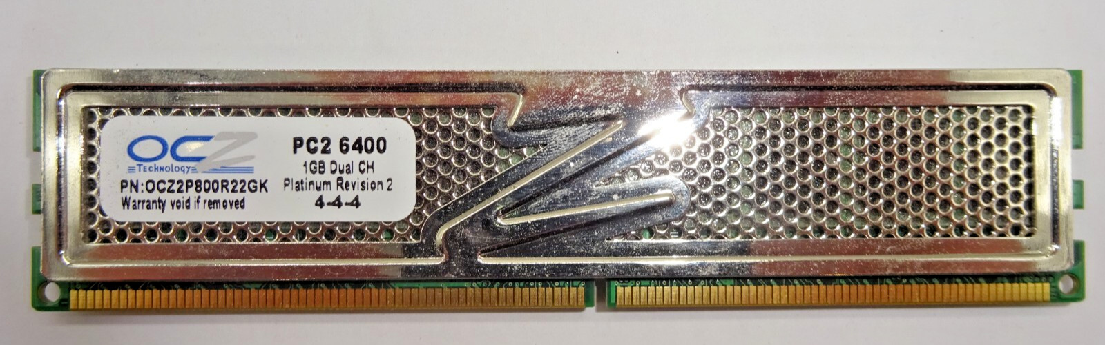 OCZ Platinum 1GB (1x1GB) DDR2 OCZ2P800R22GK PC2 6400 4-4-4 Rev. 2 #RX30