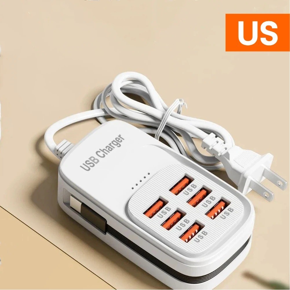 Multi 6 Port USB Hub Wall Charger Station Fast Charging Desktop AC Power Adapter