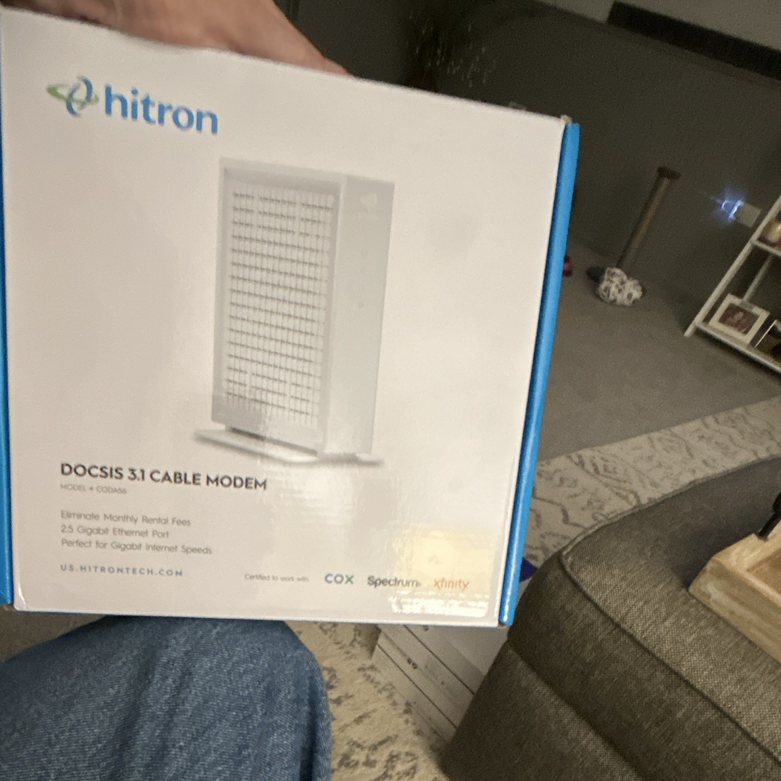 Hitron CODA56 DOCSIS 3.1 Cable Modem 2.5GbE Port White for Cox