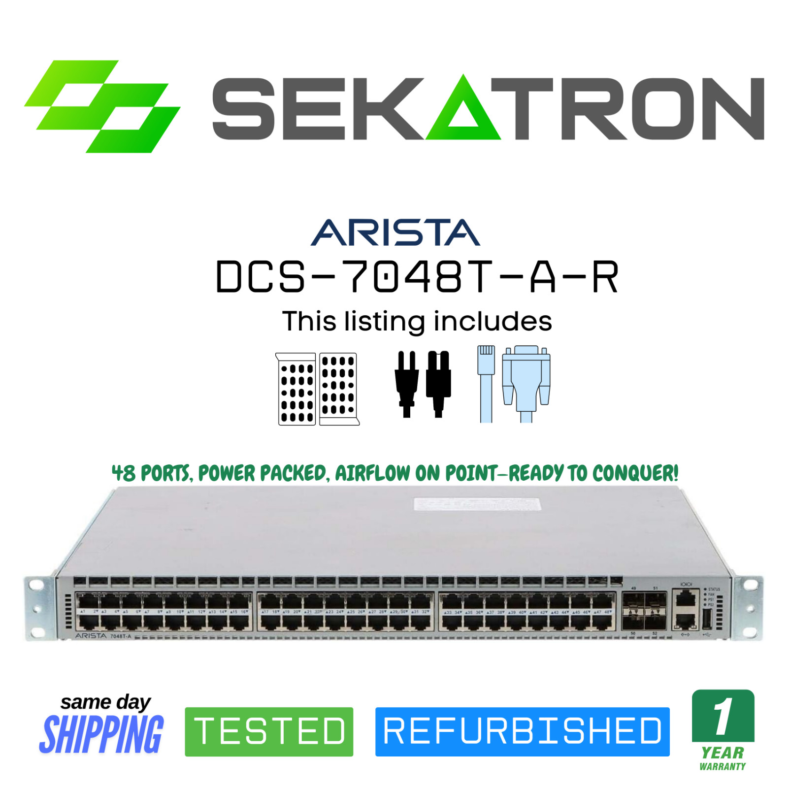 ♻️Arista DCS-7048T-A-R 48 Port Gigabit Switch  4 SFP Uplink R-F Airflow⚡FastShip