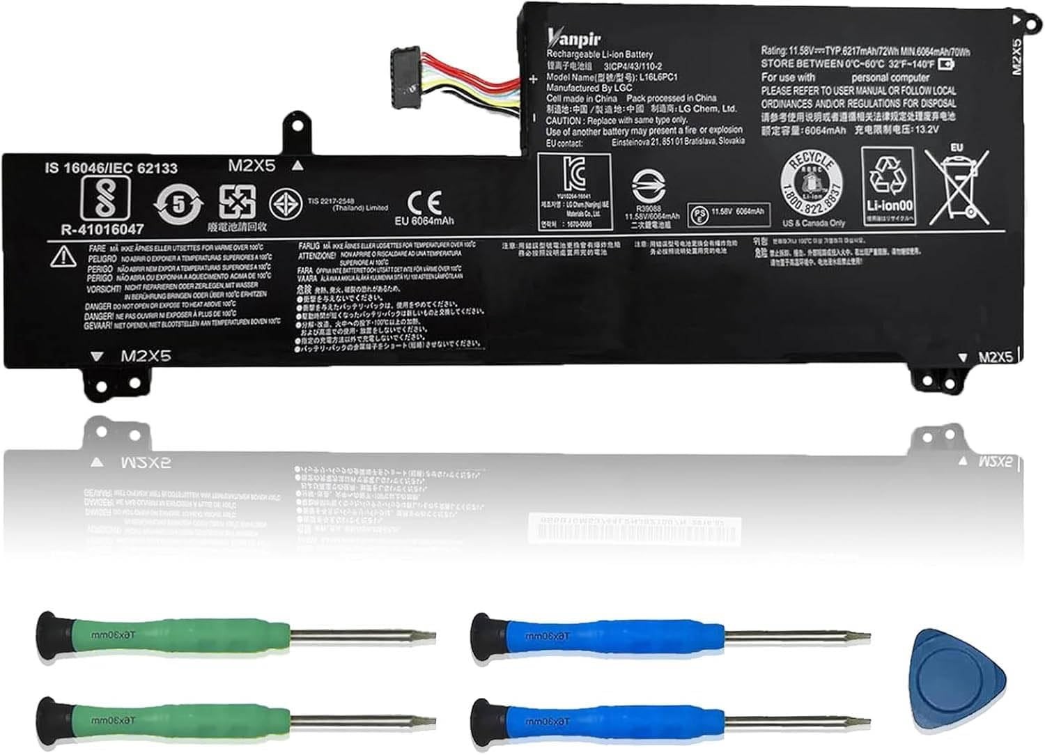 L16L6PC1 Laptop Battery 11.58V 72Wh 6217mAh Compatible with Lenovo Yoga 720