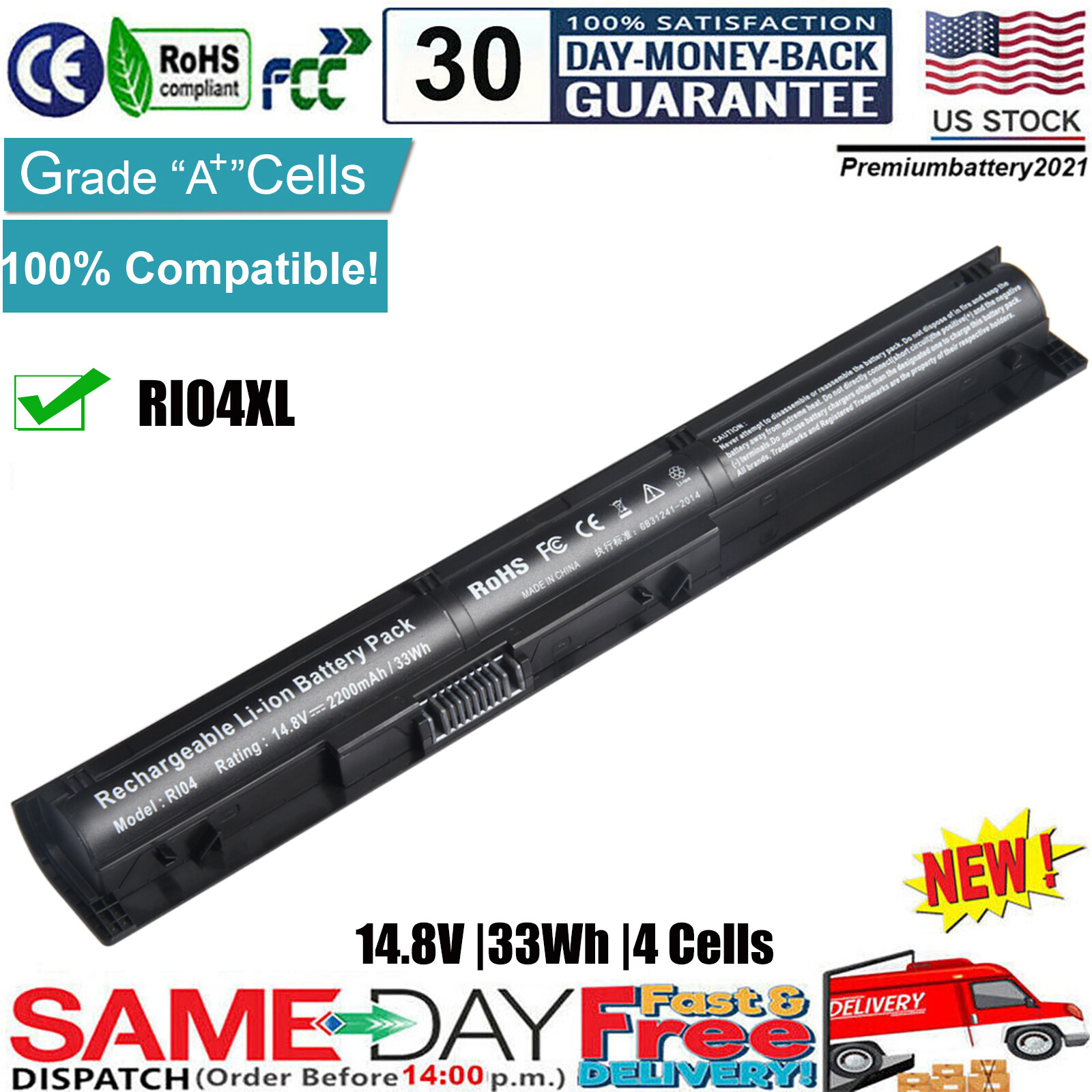 ✅RI04 R104 Battery for HP 805294-001 ProBook 450 G3 455 G3 805047-851 HSTNN-PB6Q