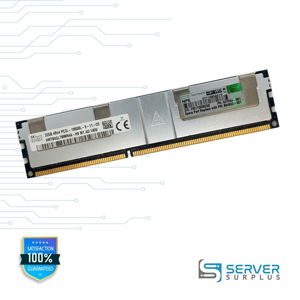 HPE 32GB 10600L 4Rx4 ECC LR LRDIMM 647654-081 HMT84GL7MMR4A-H9 664693-001