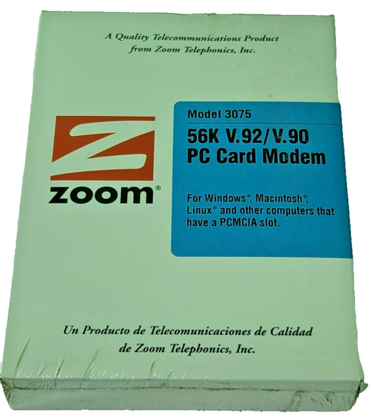 New Vintage Zoom 3075 56k V.92/V.90 PC Card Modem. PCMCIA