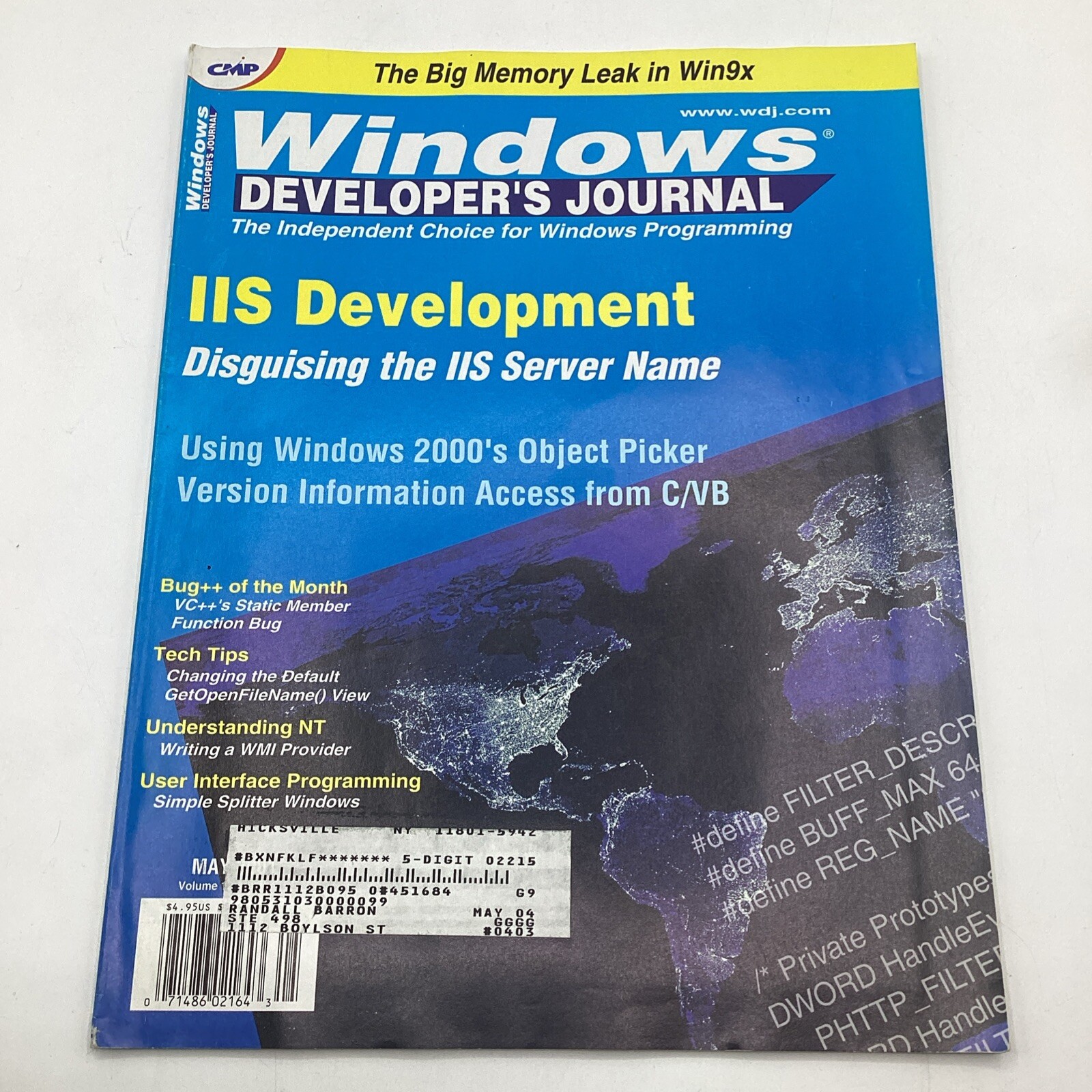 Windows Developer Magazine 2001 Disguising IIS, Object Picker, C/VB, Bug++