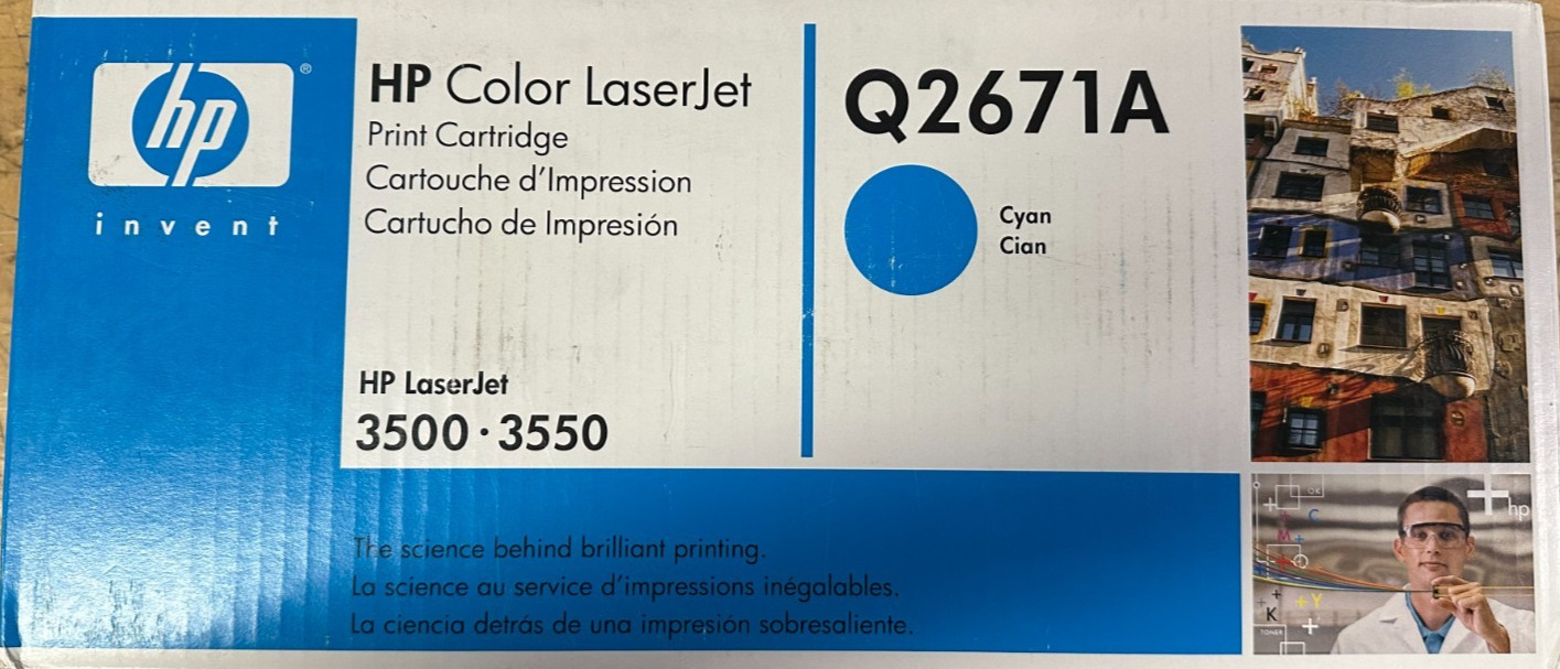 NEW Genuine HP Color LaserJet 3500-3550 Q2671A Cyan Toner Cartridge 