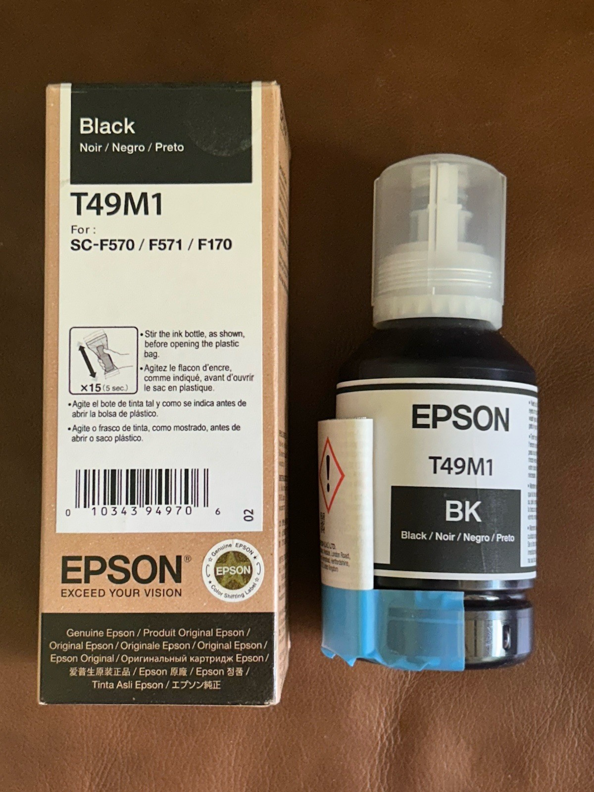 GENUINE Epson Dye Sublimation Black Ink F571,F170 & F570 (T49M120) Exp.07/2025
