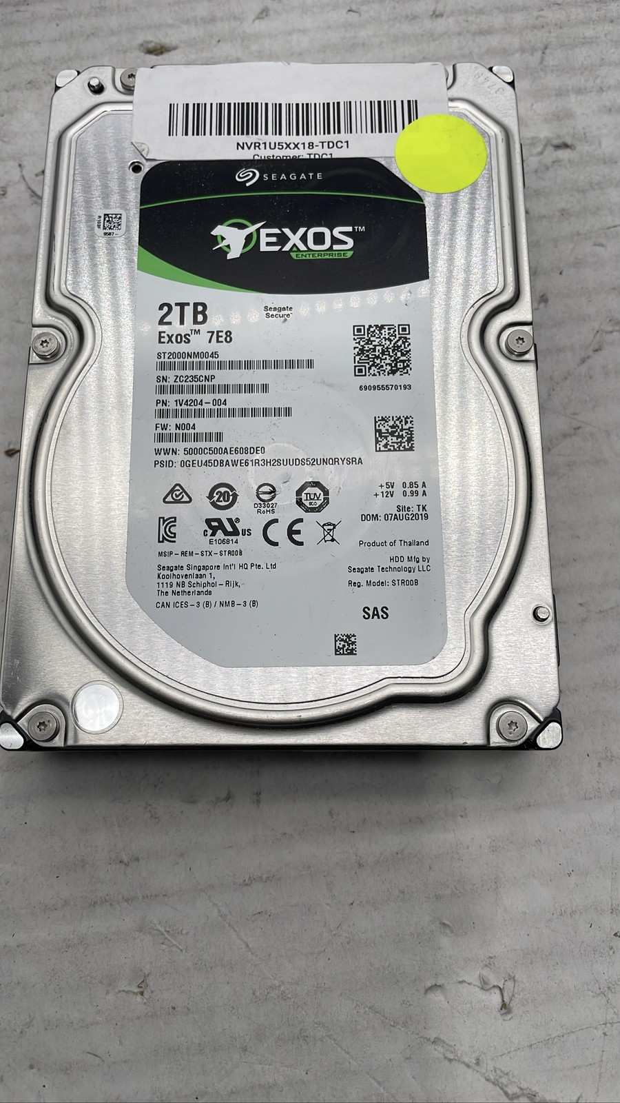 Seagate Exos 7E8 2TB Capacity ST2000NM0045 SAS 7200RPM 3.5" Enterprise HDD Unit