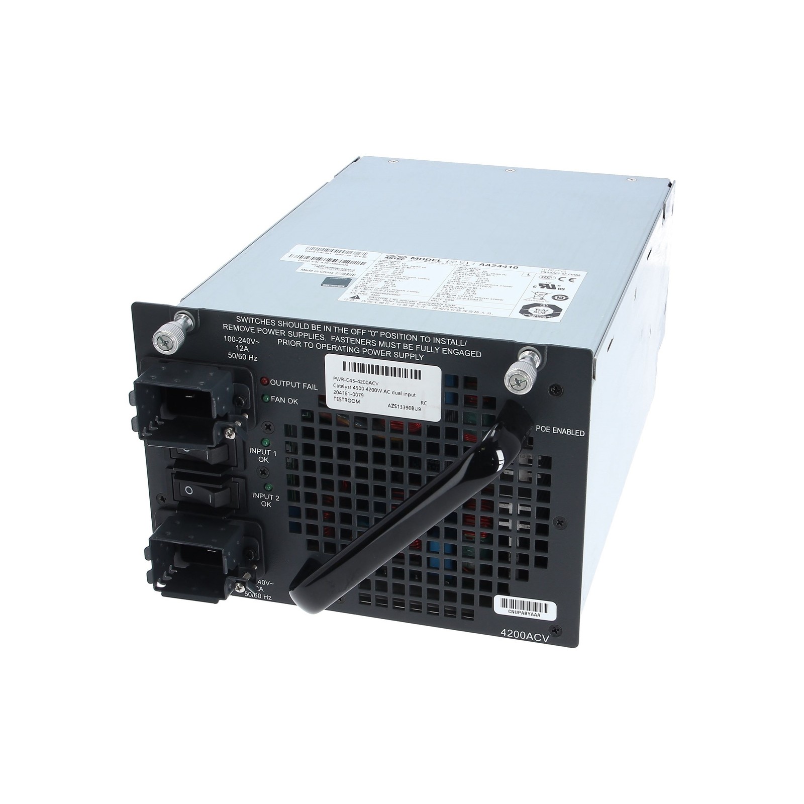 Cisco PWR-C45-4200ACV Catalyst 4500 4200W AC dual input Power Supply Data + PoE