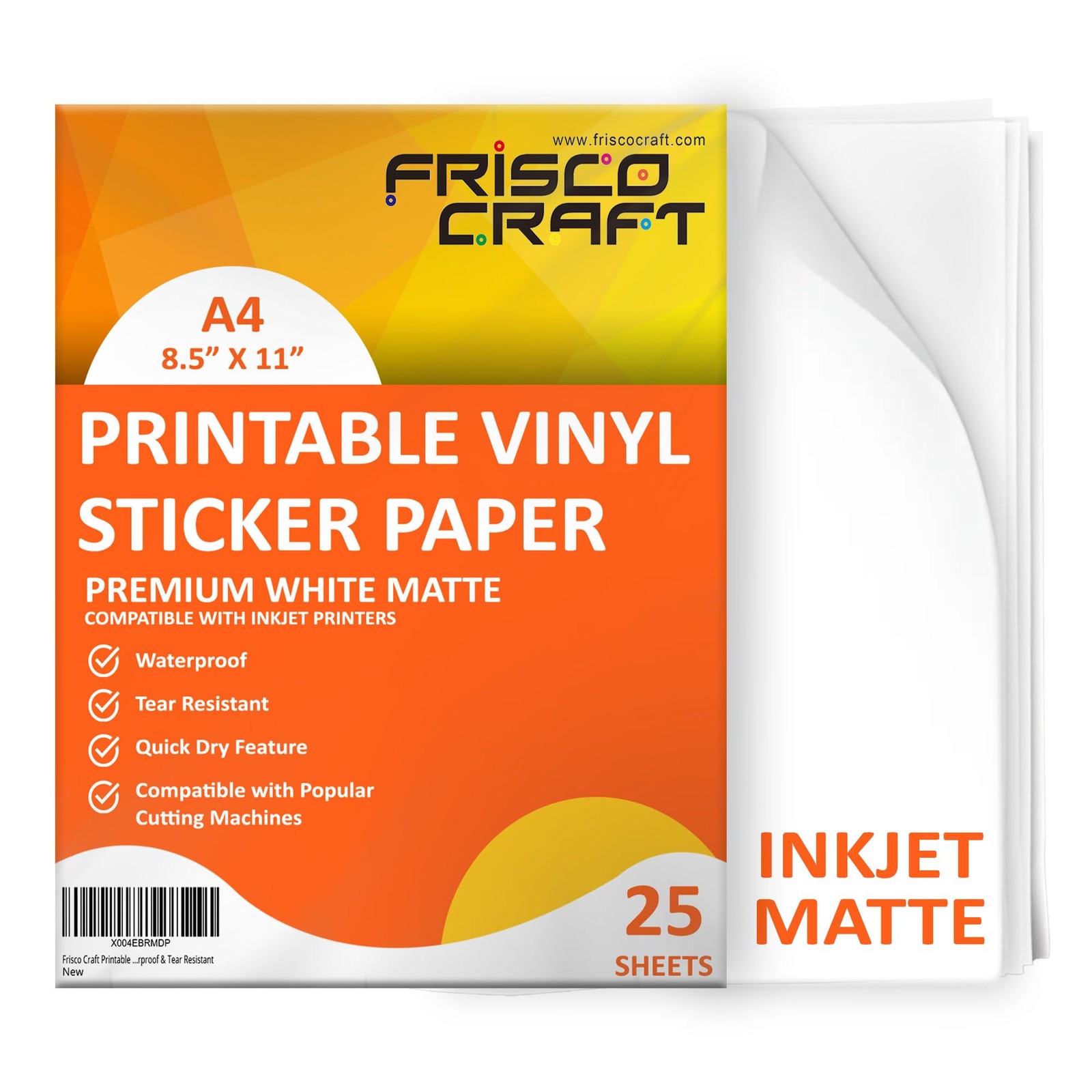 Premium Printable Vinyl Sticker for Inkjet Printers - Matte, 8.5" x 11" (A4) ...