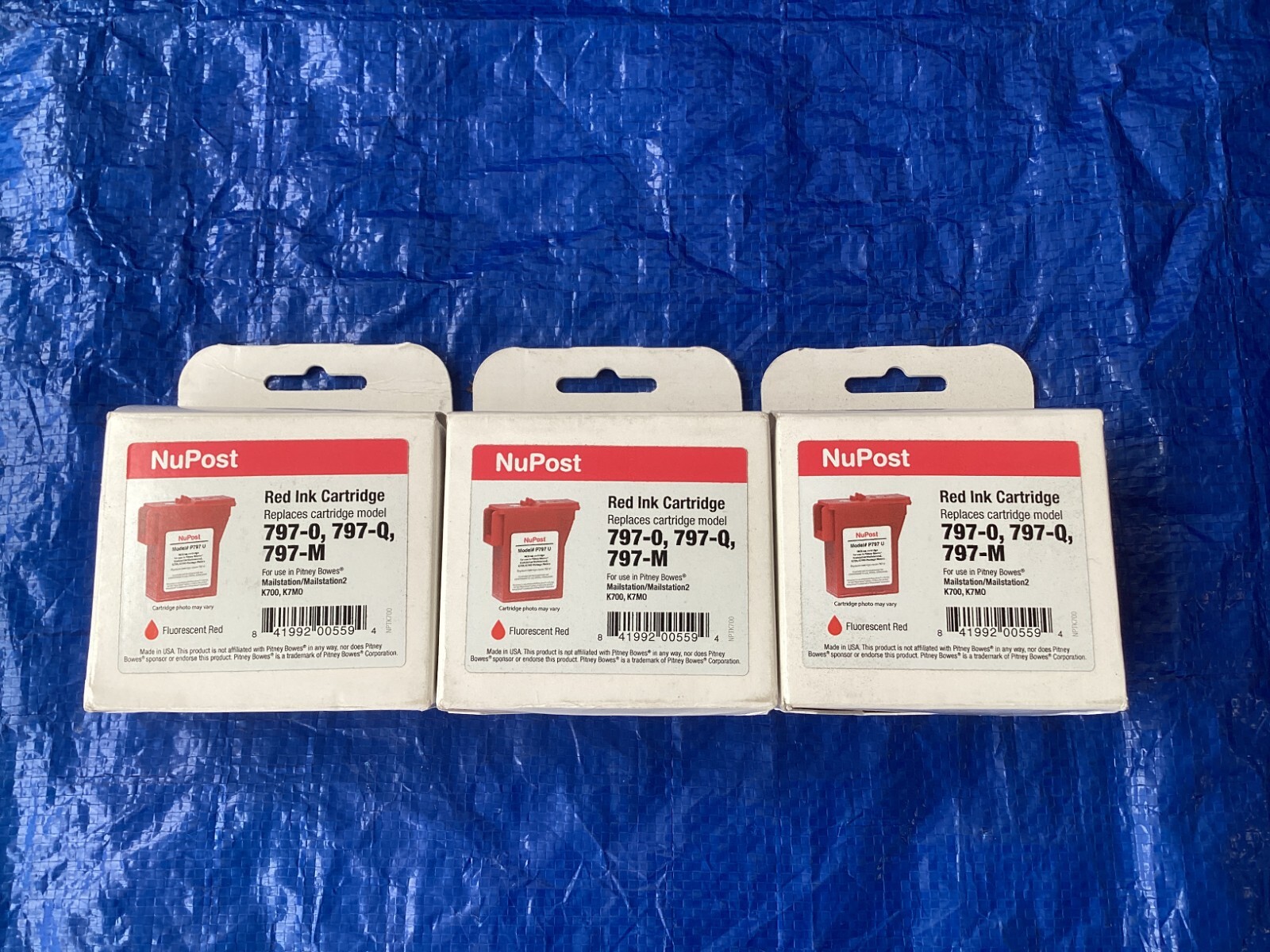 NEW Lot of 3, Clover NuPost Red Ink Cartridge for 797-0/797-Q/797-M 