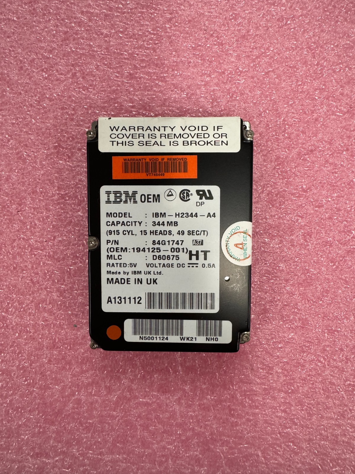 Vintage IBM 344MB 2.5" Hard Drive H2344-A4  for ThinkPad 360 750 755 760