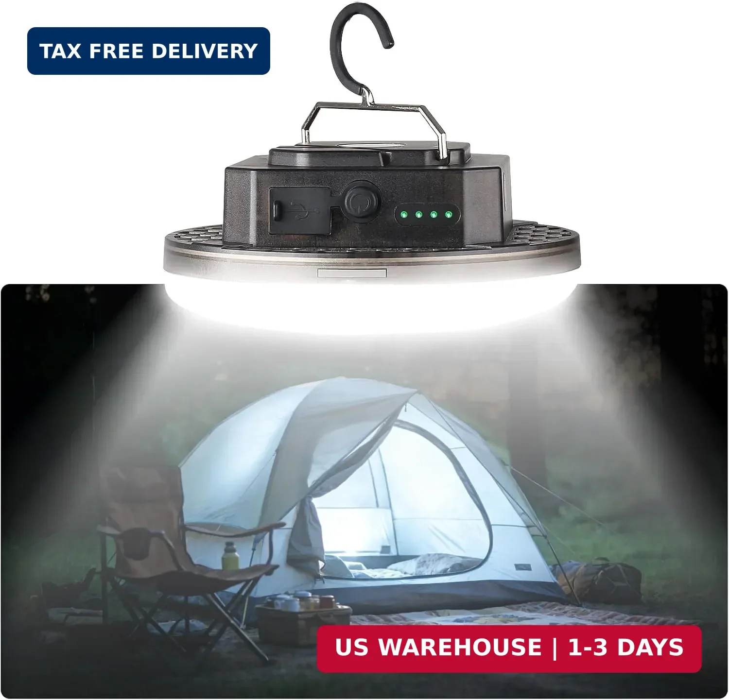Rechargeable Camping Tent Light Portable LED Camp Lantern | Battery Powered, Ult