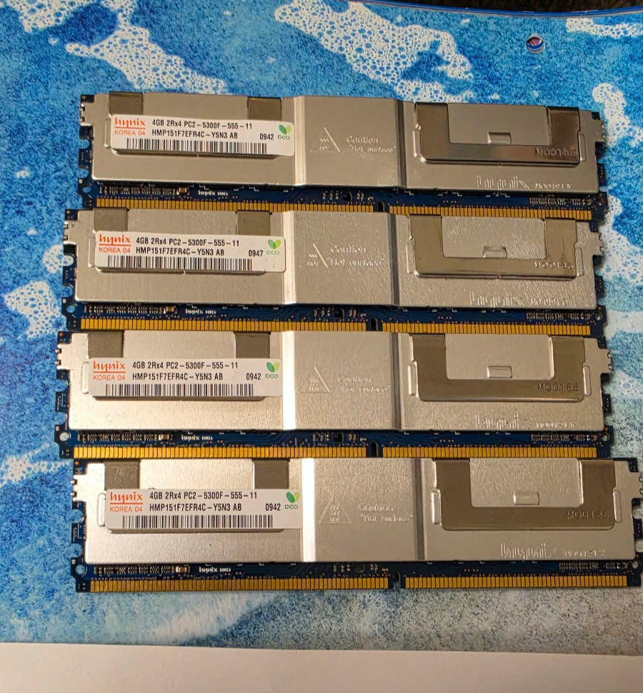 Lot of 4 Hynix 4GB 2Rx4 PC2-5300F-555-11 HYMP151F27EFR4C-Y5N3 Memory