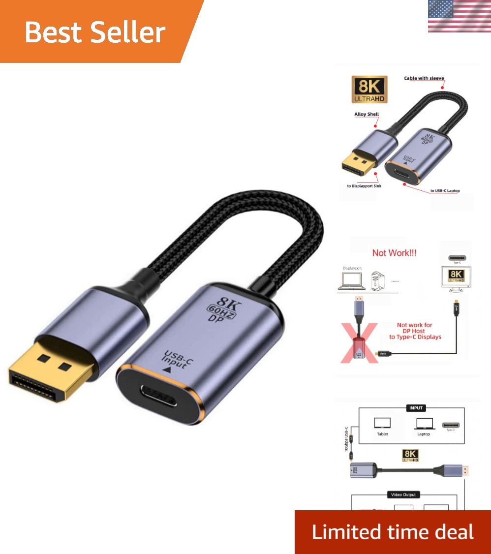 Versatile USB-C 3.1 to DisplayPort Cable - 8K Visuals for Mac, Surface & More
