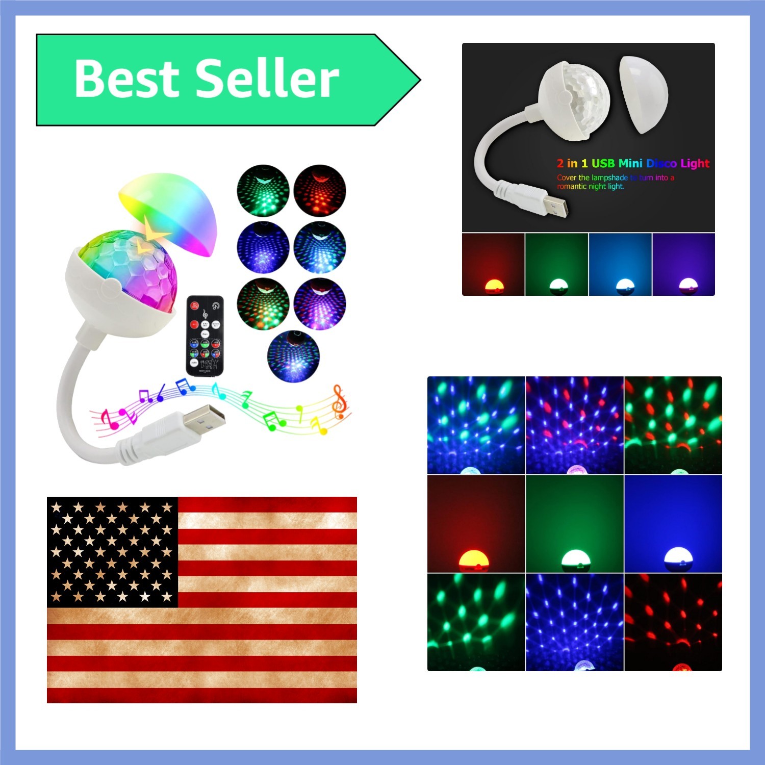 Star Car Roof Light, 360° Adjustable Star Night Light with 6 Light Combinatio...