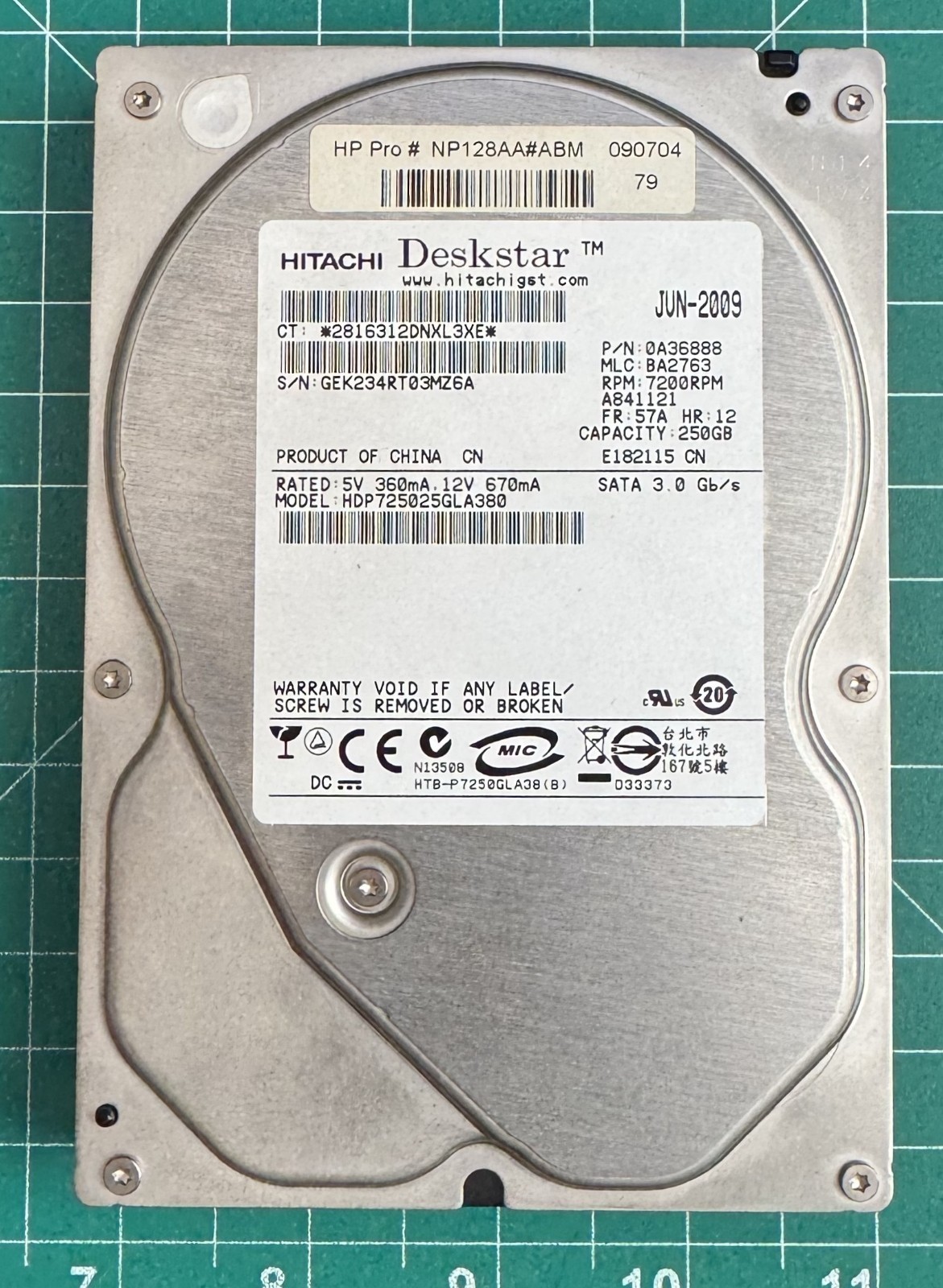 Hitachi Deskstar HDP725025GLA380 250GB 7200RPM SATA II 3.5" HDD Tested OK