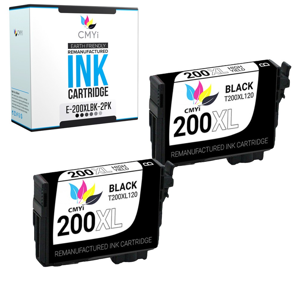 CMYi 2-Pack Replacement 200XL Black Ink Cartridges for Epson Expression XP-310