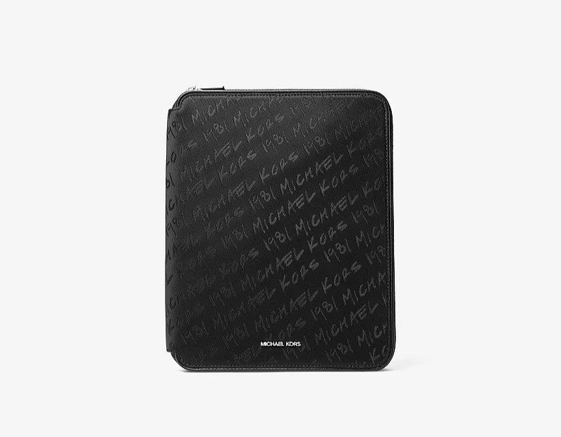 Michael Kors Small Nylon Travel Tech Folio Tablet Case Logo Black Zip Sleeve