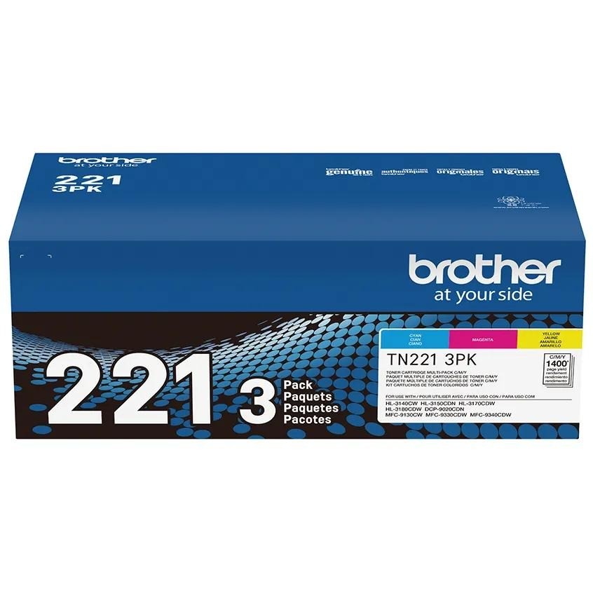 Brother TN221 3-Pack Toner Set Cyan Magenta Yellow Genuine TN2213PK New Sealed