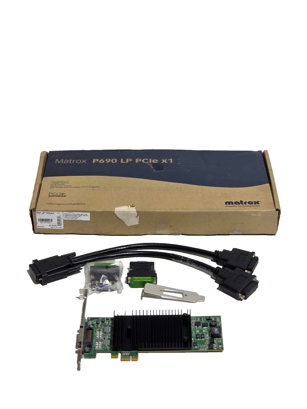 Matrox P69-MDDE128LA1F Millennium P690 LP PCIe x1 128MB Dual Head Video Card