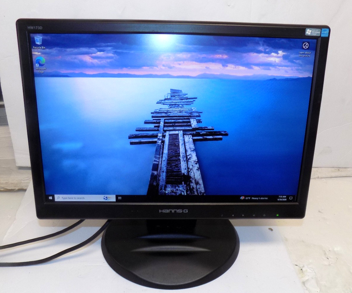 Hanns-G HW173A HSG1044 17" LCD Widescreen Monitor Display VGA DVI w/ Power Cord