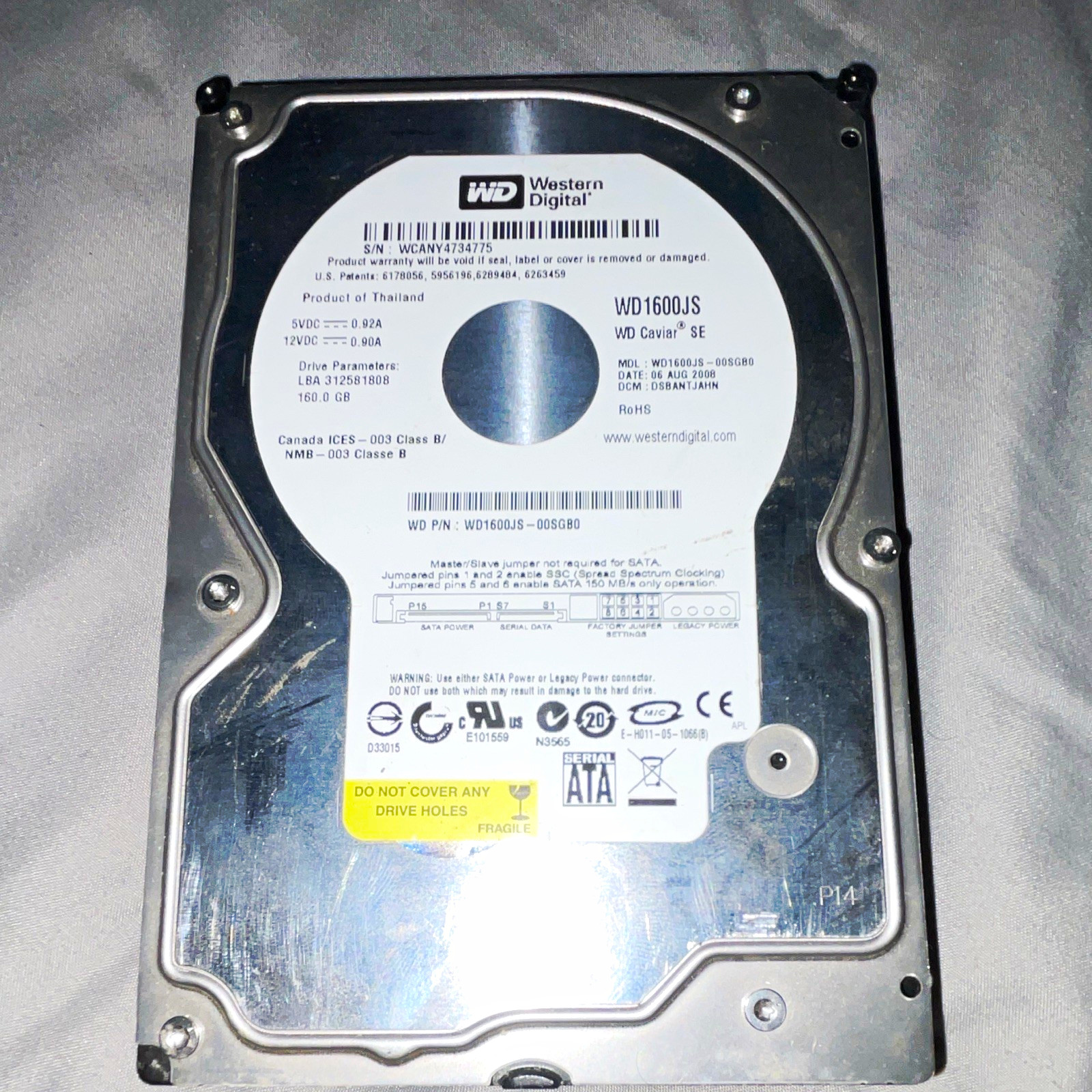 Western Digital WD Caviar SE WD1600JS 160GB 3.5" SATA 7200RPM 8MB HDD