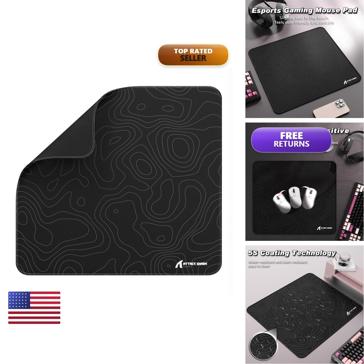 ATTACK SHARK CM02 Gaming Mouse Pad Esports Speed Large Mouse Mats Desk