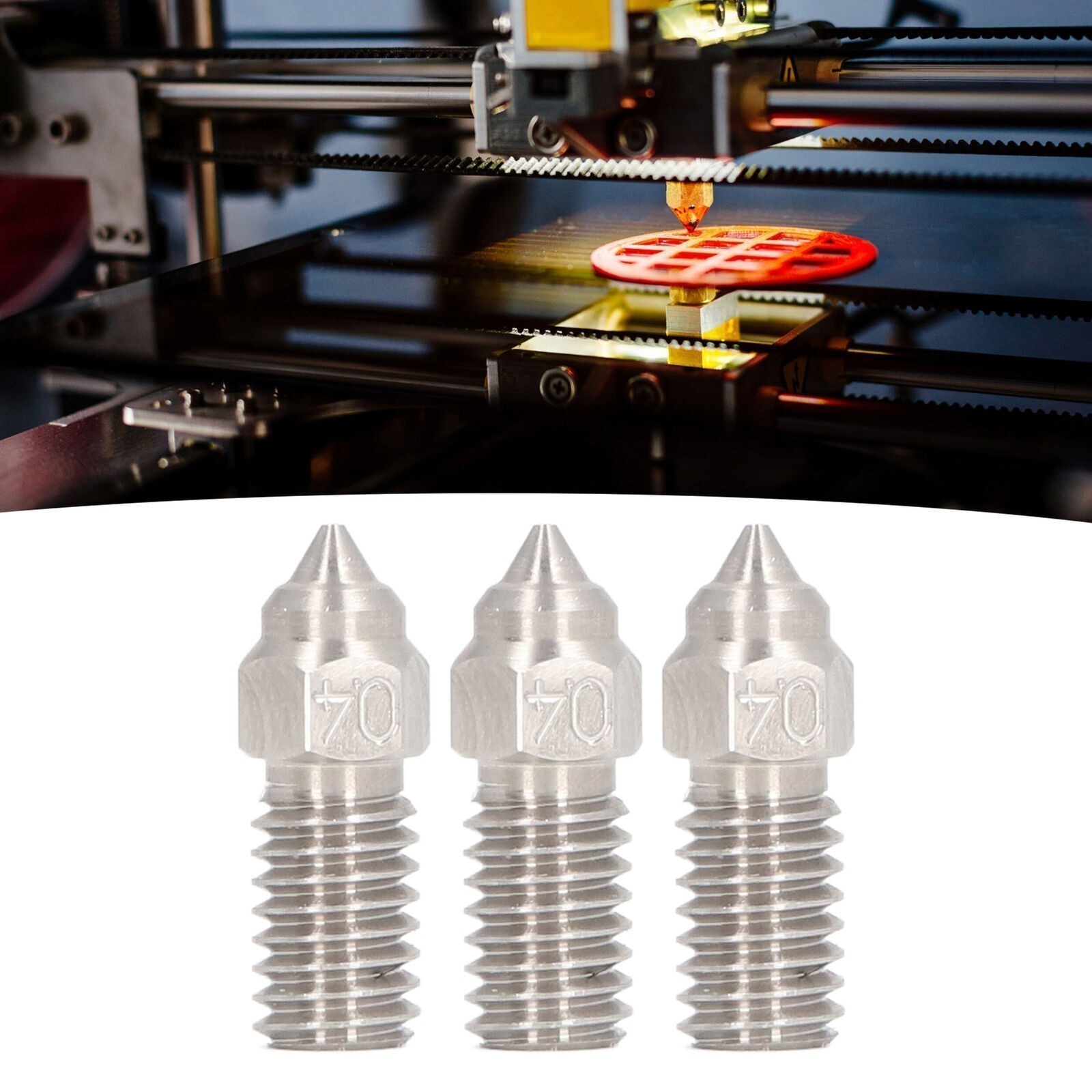 3 Pcs 0.4mm Nozzle High  Stainless Steel 3D Printer Nozzle for Elegoo