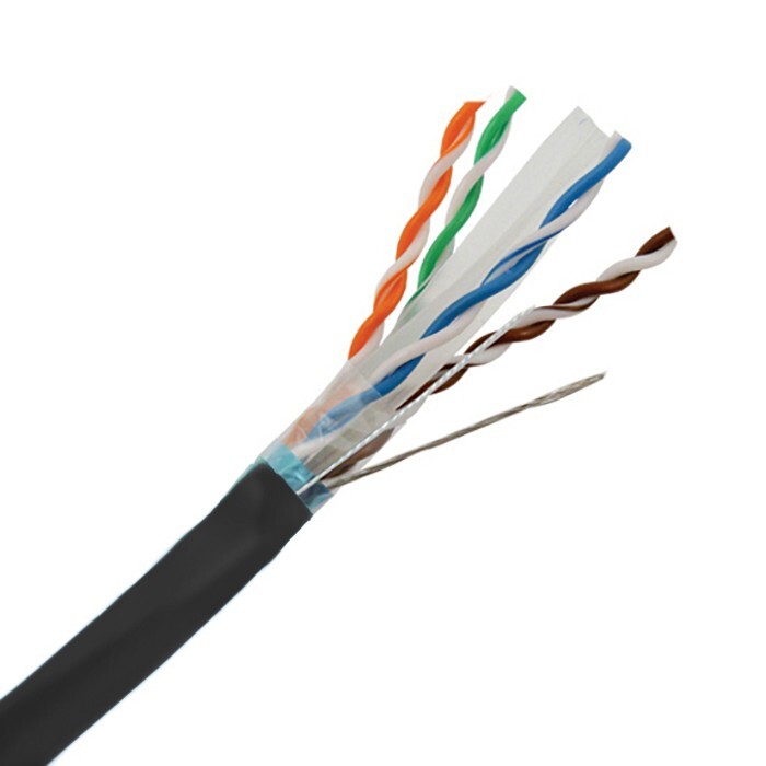 CAT6A Shielded Outdoor Direct Burial UV Cable 10G SOLID COPPER Wire Black 125FT
