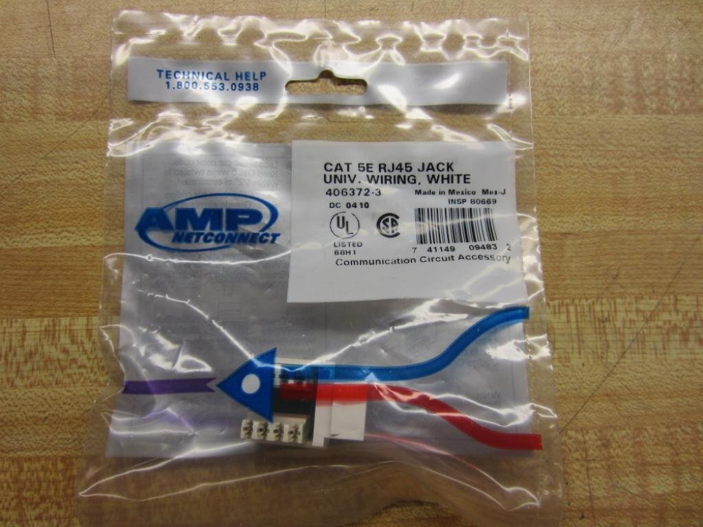 AMP NetConnect 406372-3 CAT 5E RJ45 Jack ~ White 3 Pack