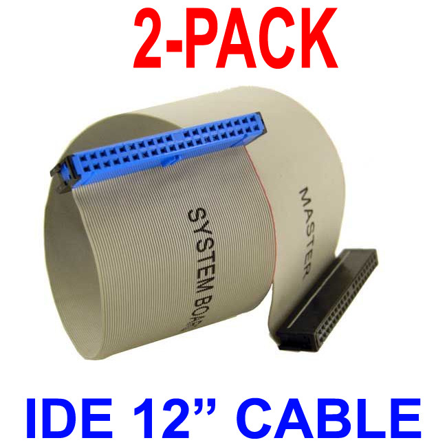 12" IDE Cable 40Pin 80Wire UDMA 66/100/133 Single Drive Cable 1FT (2 PACK)