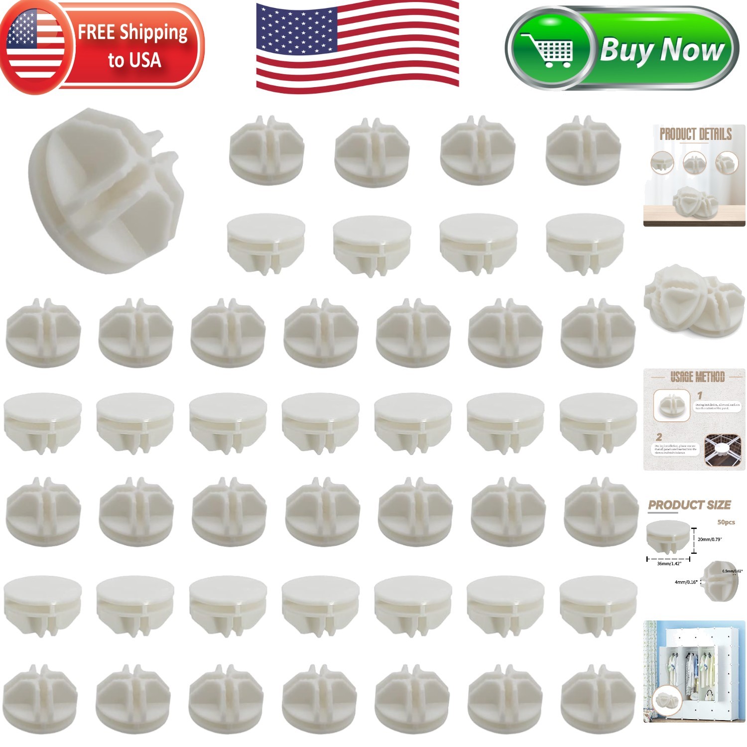 Effortless Organization: 50 White Connectors for Wire Shelving and Closets