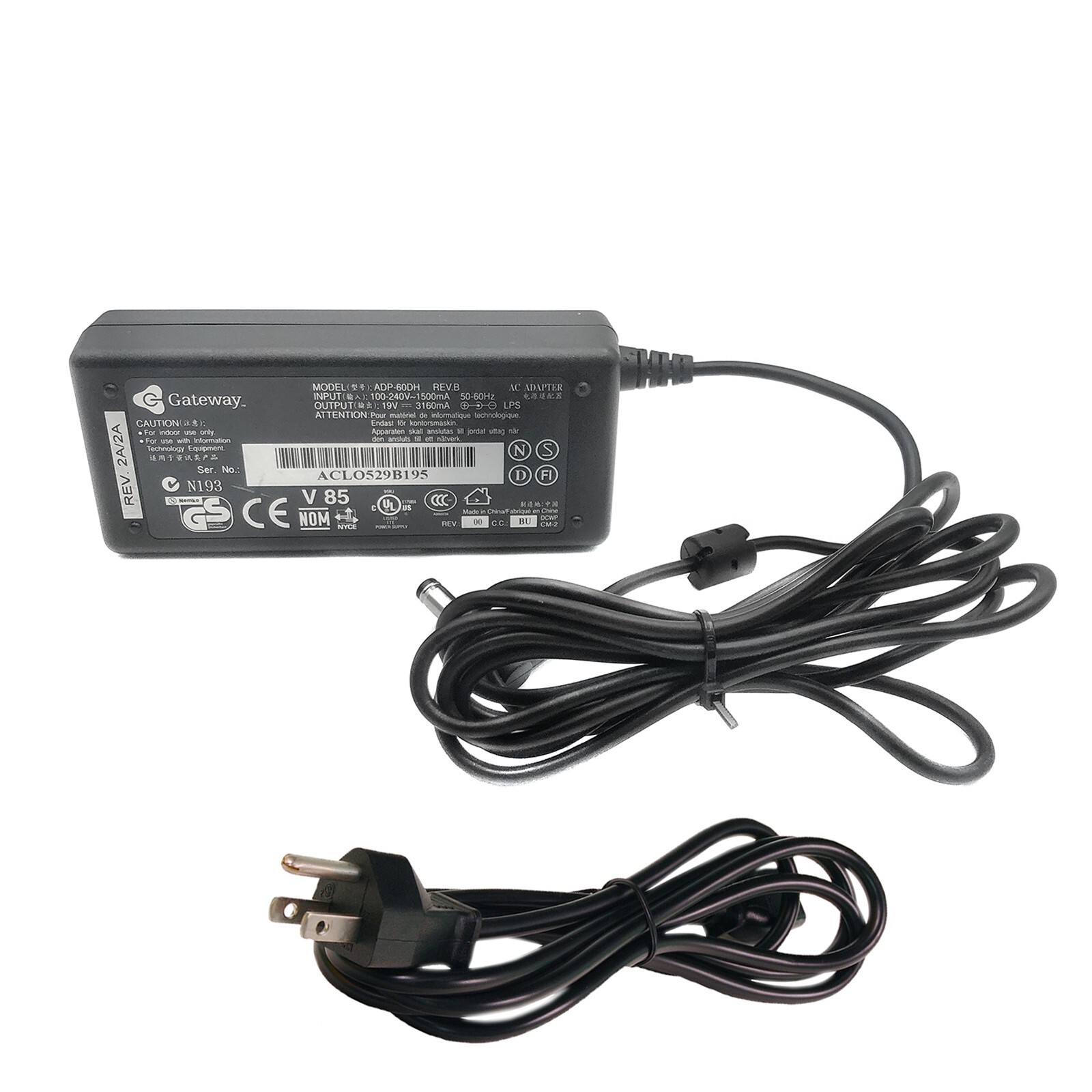 Genuine Gateway AC Power Adapter for Solo 9100 9300 9500 Series Laptop Charger