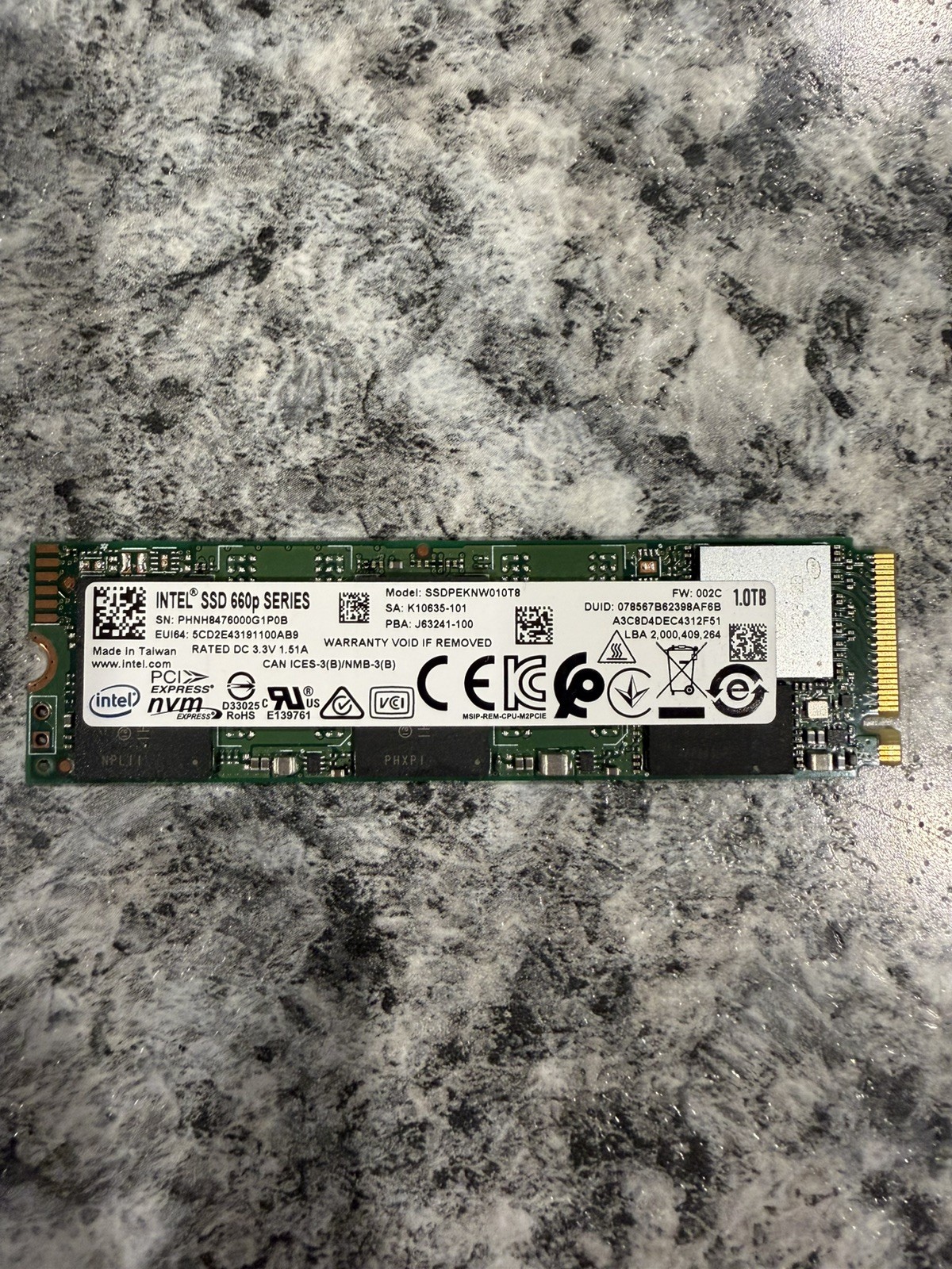 Intel 660P 1TB M.2 nVME SSD - 95% health. No Bad Sectors, No errors, TESTED
