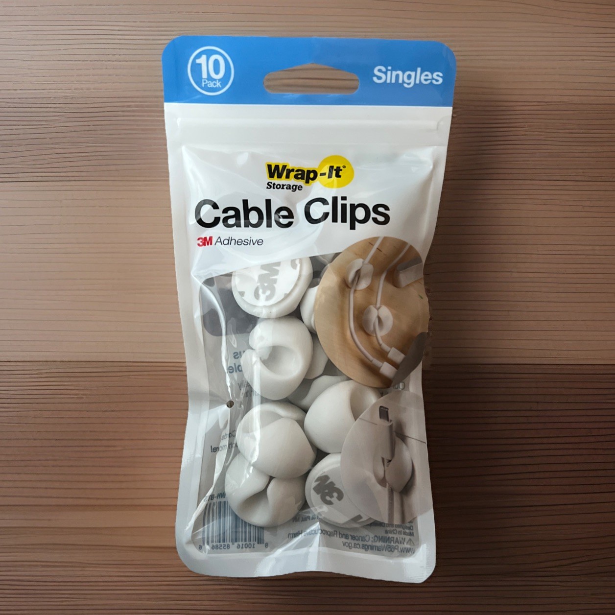 Wrap-It Storage - Cable Clips - Single (10-Pack) Silicone Adhesive Backed Cor...