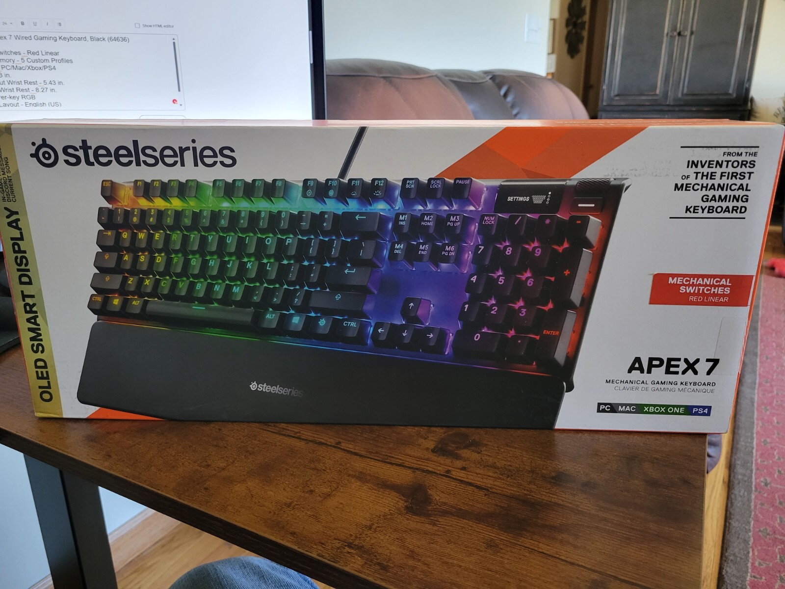 SteelSeries Apex 7 Mechanical Gaming Keyboard – OLED Smart Display
