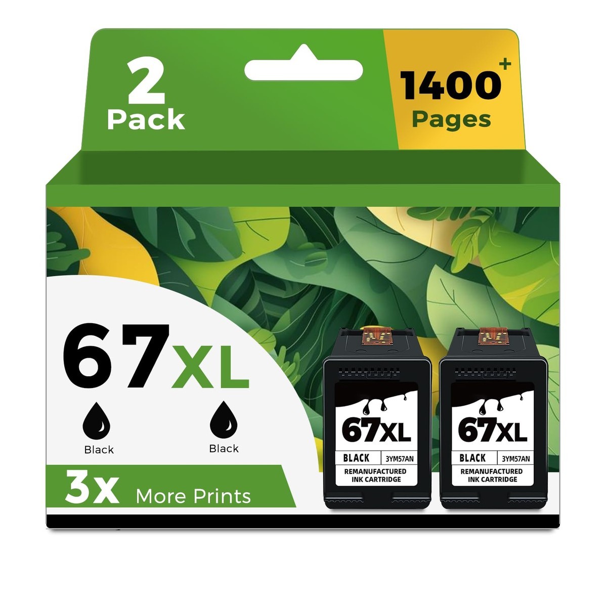 67XL Black High Yield Ink Cartridge Replacement for HP 67XL