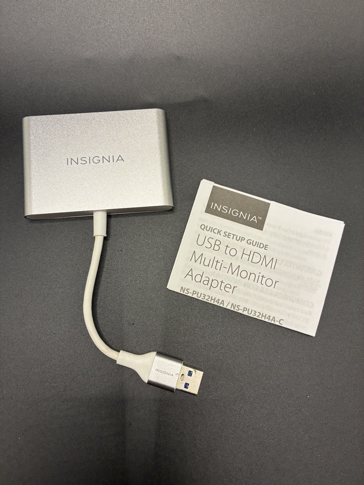 Insignia USB to Dual HDMI Adapter Silver USB Male to 2 HDMI Female PU32H4A