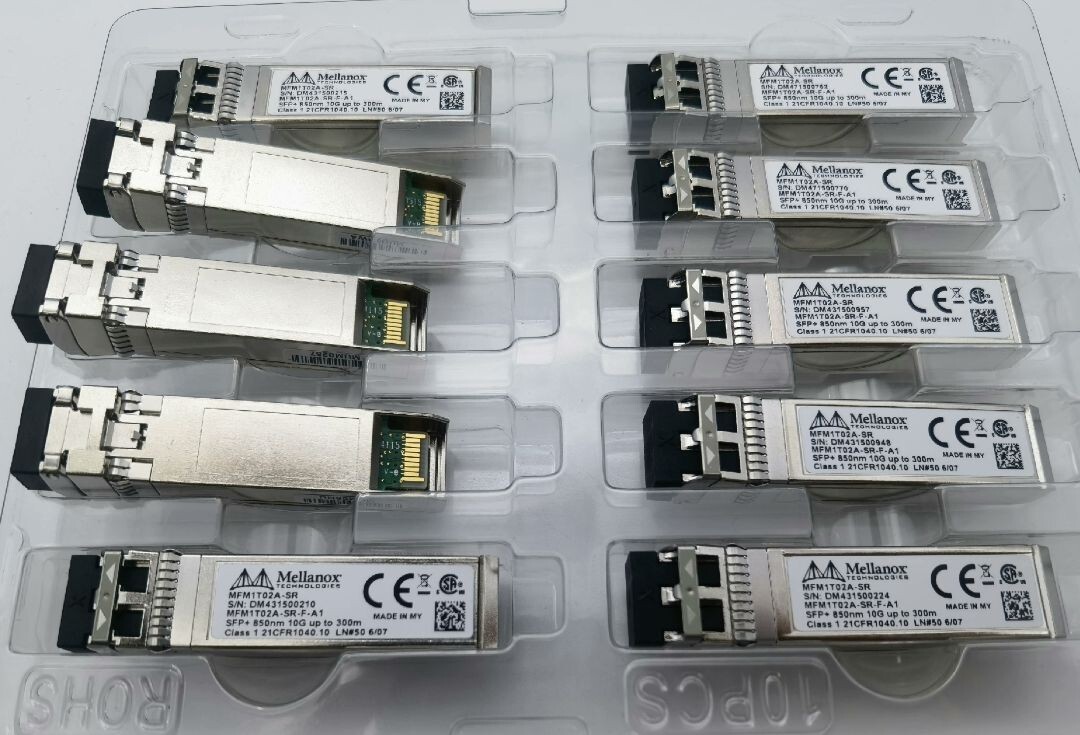 Lot of 10 Mellanox Genuine MFM1T02A-SR 10GbE 10GBASE-SR SFP+ Fiber Transceiver