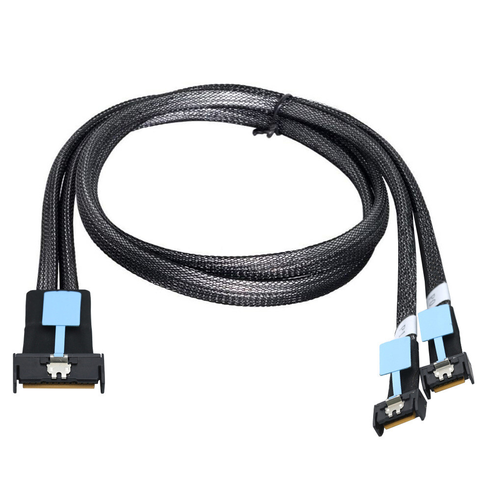 CY PCI-E 5.0 MCIO STR 8i 74Pin Male to Dual MCIO 38Pin Male Extender Cable 50cm