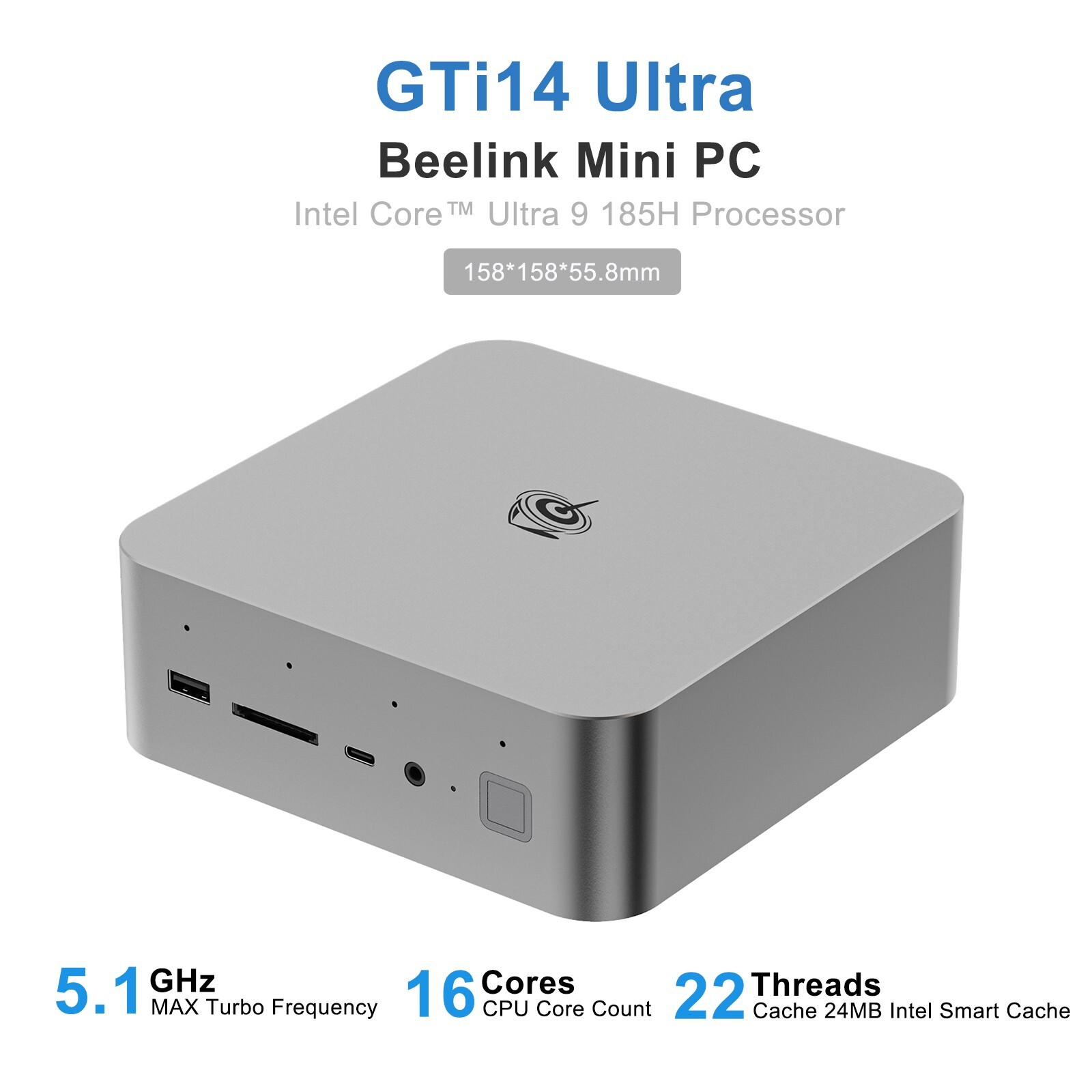Beelink Mini PC Game GTi14 Intel Core Ultra 9 185H DDR5 32G+1T up to 5.1GHz Gray