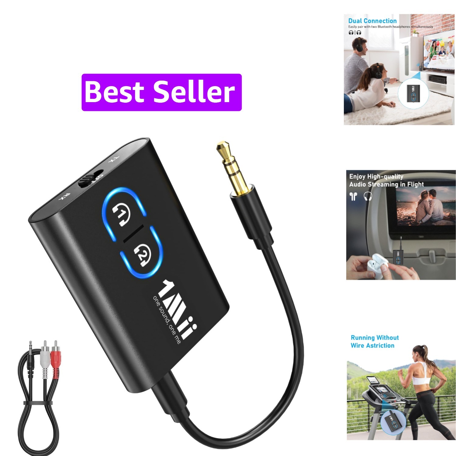 Bluetooth 5.3 Transmitter Receiver for TV to Wireless Headphones, Dual Link a...