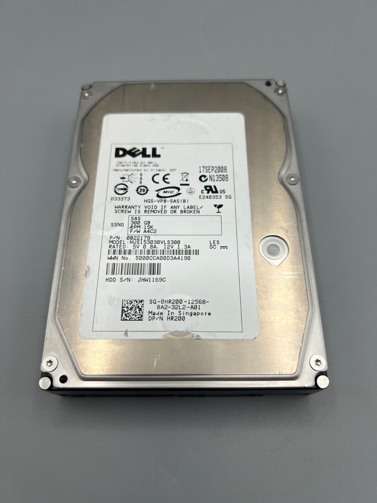 Dell HUS153030VLS300 0B22179 300GB 15K SAS Hard Drive