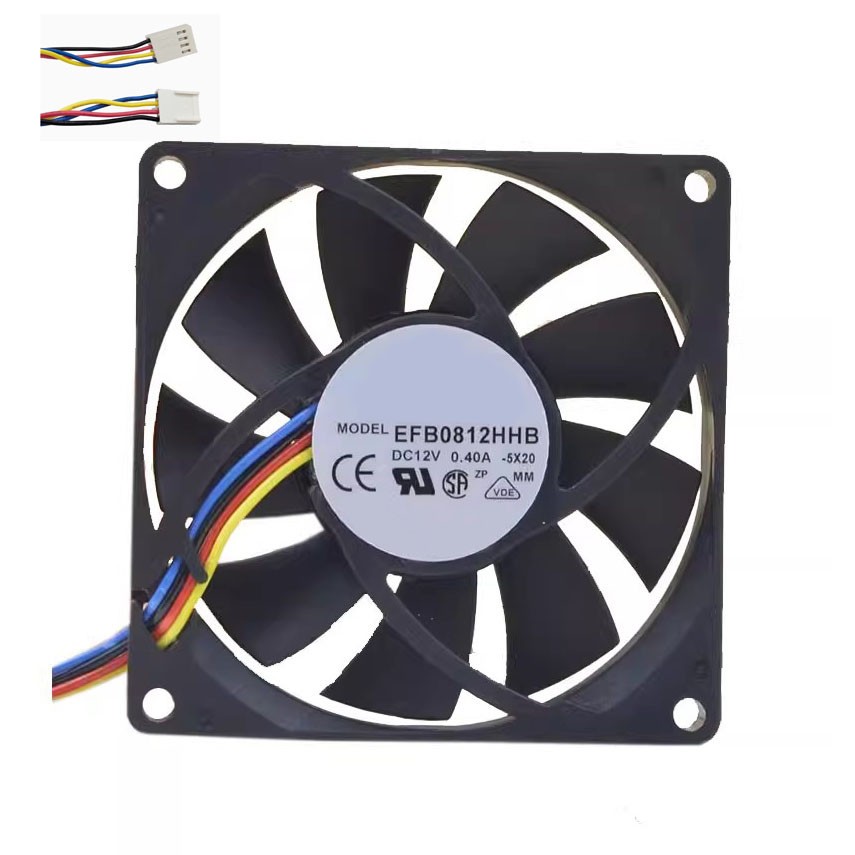 Cooling Fan For DELTA EFB0812HHB-5X20 80*80*15MM DC12V 0.40A 4lines New