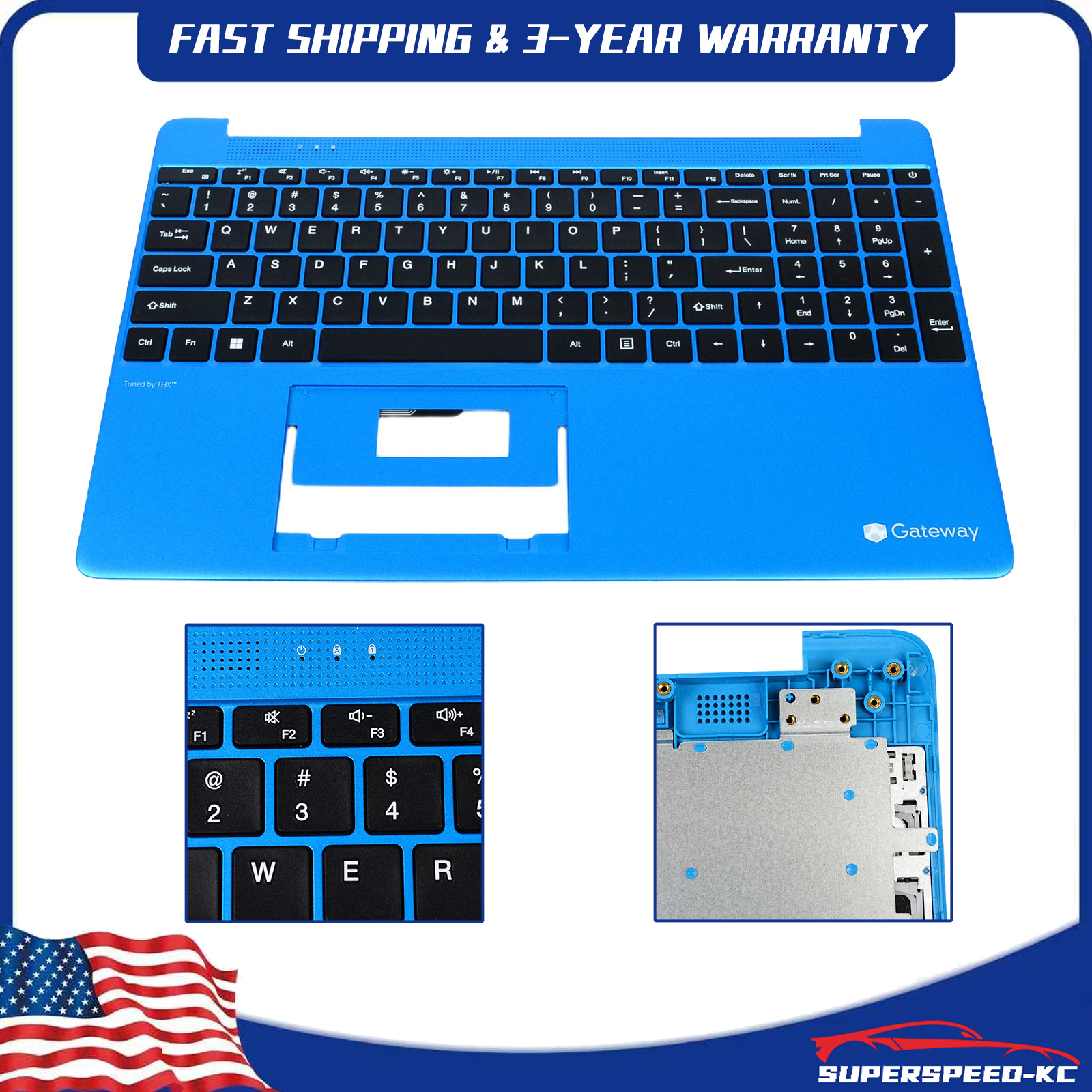 New Palmrest Keyboard Blue for Gateway GWTN156-1 GWTN156-4 GWTN156-5 GWTN156-7