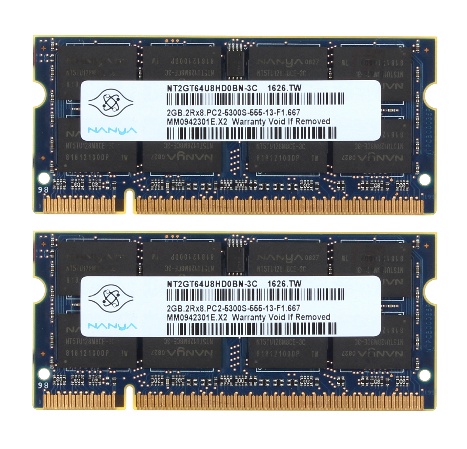 Nanya DDR2 4GB RAM 2X 2GB PC2-5300 667Mhz 200PIN SODIMM Laptop  NON-ECC Memory